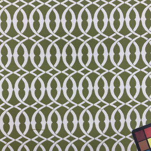 Olive Green and Cream Circle Chain Lattice Fabric | Reversible | Mid Weight Upholstery | Slipcover | Home Decor | 54 inch Wide | By The Yard