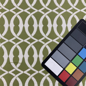 Olive Green and Cream Circle Chain Lattice Fabric | Reversible | Mid Weight Upholstery | Slipcover | Home Decor | 54 inch Wide | By The Yard