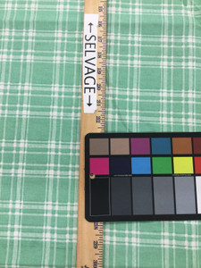 Plaid Print in Mint Green and White | Screen Print Home Decor Fabric | Slipcover | Drapery | By The Yard | 54" Wide