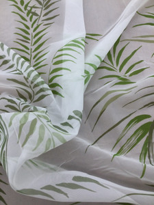 Fern and Frond Printed Drapery Sheer Fabric  | Summer Green on Pure White | Drapery | Home Decor | 108 inch wide | By The Yard