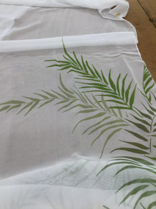 Fern and Frond Printed Drapery Sheer Fabric  | Summer Green on Pure White | Drapery | Home Decor | 108 inch wide | By The Yard