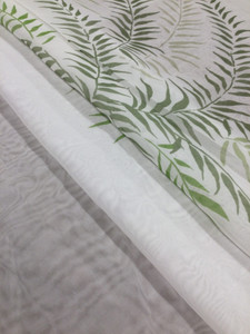 Fern and Frond Printed Drapery Sheer Fabric  | Summer Green on Pure White | Drapery | Home Decor | 108 inch wide | By The Yard