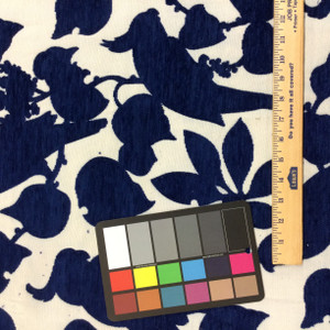 1 Yard Piece of Tropical Birds Silhouette in Blue and Off White | Cacatua in Royale by BELLA-DURA | Indoor / Outdoor Fabric | WATER RESISTANT | 54" Wide | BTY