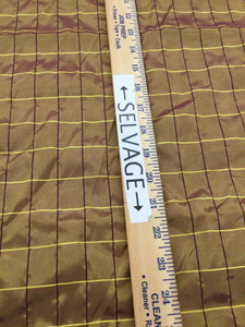 Metallic Bronze Windowpane Check Taffeta Fabric | Drapery| Home Decor | Polyester Silk | By The Yard | 54 Inch Wide