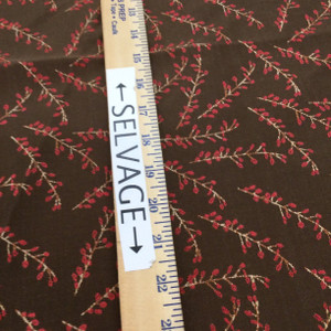 Budding Branch in Brown and Red |  Mid Weight Upholstery Fabric | Home Decor | Slipcover | Drapery | 54 Inch Wide | By The Yard