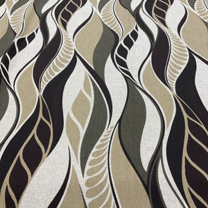 Wavy Leaves in Khaki/Brown/Tan  Home Decor Print Fabric | Richloom  Screen Print | Drapery | Lightweight Upholstery| By The Yard | 54 inch Wide