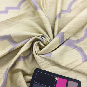 Large Scale Moroccan Tile Printed Home Decor Fabric in Straw | Braemore Fabrics | Golden Gray | Drapery | By The Yard | 54 Inch Wide