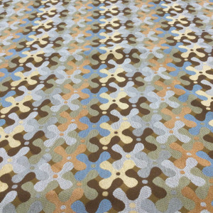 Fidget Spinner in Brown/Tan /Gold/ Blue  Heavyweight Woven Upholstery Fabric
