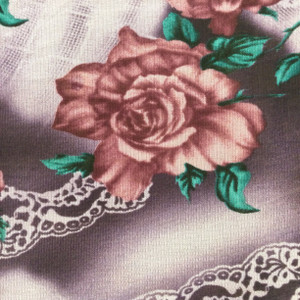 Roses and Lace Sheer Mesh Knit Fabric | Purple and Magenta and Teal | Clothing and Apparel | 48 inches Wide | By The yard