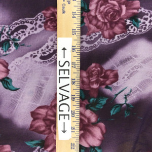 Roses and Lace Sheer Mesh Knit Fabric | Purple and Magenta and Teal | Clothing and Apparel | 48 inches Wide | By The yard