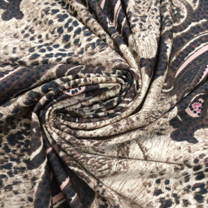 Brown and Tan Leopard Spade Jersey Knit Fabric | Clothing and Apparel Fashion Fabric | 48 Inch Wide | By The Yard