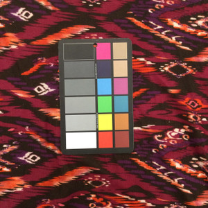 Magenta And Orange Ikat Flame Stitch | Lightweight Printed Jersey Knit Stretch Fabric | Clothing and Apparel | By the Yard | 60 inch Wide