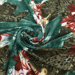 Lillies and Leopards| in Forest Green  Lightweight Semi Sheer Mesh Knit Fabric | Clothing and Apparel | By The Yard| 45 inch Wide