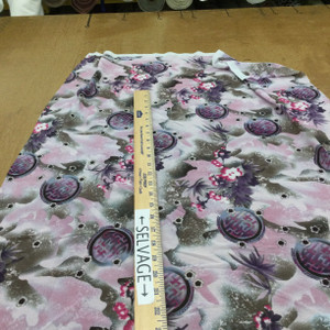 Asian Medallion In Pink and Gray | Lightweight Semi Sheer Mesh Jersey Knit Fabric | Clothing and Apparel | By The Yard | 45 Inch Wide