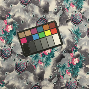 Asian Medallion in Magenta, Teal and Grey | Lightweight Opaque Jersey Knit Fabric | Clothing and Apparel | By The Yard | 45 inch Wide