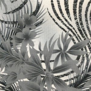 Grey, Black and White Tropical Floral Mesh Knit Fabric | Clothing and Apparel | 45 inch Wide | By The Yard