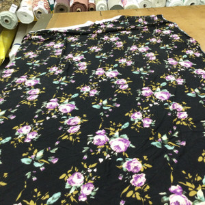Purple Tipped  Antique Roses | Lightweight Opaque Jersey Knit Stretch Fabric | Clothing and Apparel | By The yard | 60 Inch Wide