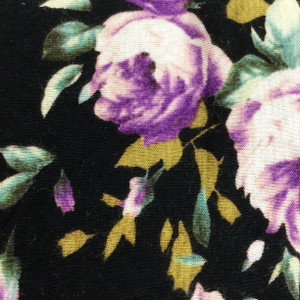 Purple Tipped  Antique Roses | Lightweight Opaque Jersey Knit Stretch Fabric | Clothing and Apparel | By The yard | 60 Inch Wide