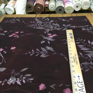 Mulberry Floral and Leaves | Lightweight Polyester Printed Chiffon Fabric | Clothing and Apparel | By The Yard | 60 inch Wide