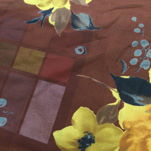 Golden Roses and Daisies Printed Chiffon Fabric | Lightweight Sheer Polyester Sheer | Clothing and Apparel | Home Decor | By The Yard |45 Inch Wide