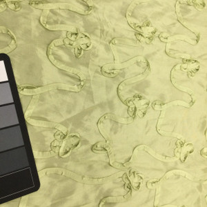 Light Celery Green Ribbon Taffeta Fabric | Polyester Textured 3-D Fabric | Clothing and Apparel | By The Yard | 60 inch Wide