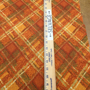 Classic Argyle in Orange and Olive Green | Semi Sheer Jersey Knit Stretch Fabric | Clothing and Apparel | By The Yard | 60 inch Wide