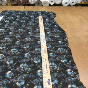 Teal/Brown/Black Floral | Lightweight Sheer Mesh Knit Fabric | Clothing and Apparel | By The Yard | 60 inch Wide
