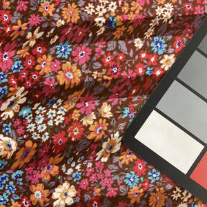 Brown Floral Stripe Silky Sheer Fashion Fabric / 100% Polyester / Clothing and Apparel Fabric / 45 inch Wide / Sold by the Yard