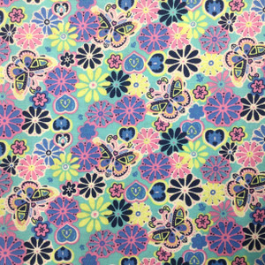 Bright Doodle Flowers Blue Ditsy Summer Quilting Craft 100% Cotton Fabric Fun