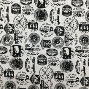 Outdoor Sports Black and White | Quilting Fabric | 100% Cotton | 44 wide | By the Yard
