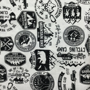 Outdoor Sports Black and White | Quilting Fabric | 100% Cotton | 44 wide | By the Yard