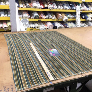 Striped Raised Chenille Velvet in Dark Blue and Brown | R-DIXON BLUESTONE| Upholstery Fabric | Regal Fabrics Brand | 54 inch Wide | By the Yard