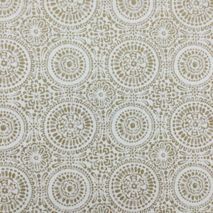 Medallion Geo Jacquard in Bronze and Cream | R-MANDY STRAW | Upholstery Fabric | Regal Fabrics Brand | 54 inch Wide | By the Yard