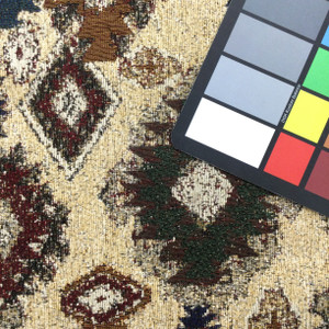 Aztec Southwest Chenille Tapestry in Brick / Blue / Beige | R-RESERVE CLASSIC | Upholstery Fabric | Regal Fabrics Brand | 54 inch Wide | By the Yard