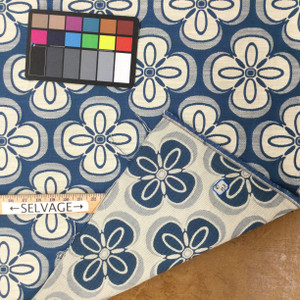 Contemporary Floral in Blue and Cream | R-SASSAFRAS INDIGO | Upholstery Fabric | Regal Fabrics Brand | 54 inch Wide | By the Yard