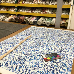 Brushstroke Geo in Royal Blue and White | R-SCALA SAPPHIRE | Upholstery Fabric | Regal Fabrics Brand | 54 inch Wide | By the Yard