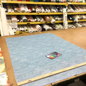 Modern Leaf Print in Blue and White | R-TRACE NIAGARA | Upholstery Fabric | Regal Fabrics Brand | 54 inch Wide | By the Yard