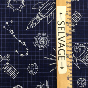 Space Grid in Navy Blue and White | Juvenile Flannel Fabric | 44 Wide | 100% Cotton | By The Yard 147
