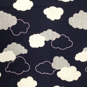 Clouds in Navy / Pink / White | Juvenile Flannel Fabric | 44 Wide | 100% Cotton | By The Yard 179