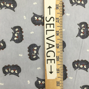 Cuddle Owls in Grey  | Juvenile Flannel Fabric | 44 Wide | 100% Cotton | By The Yard 189