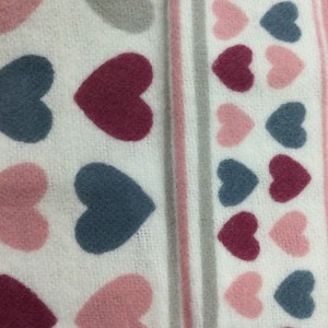 Heart Stripes in Pink / Grey / White | Juvenile Flannel Fabric | 44 Wide | 100% Cotton | By The Yard 196