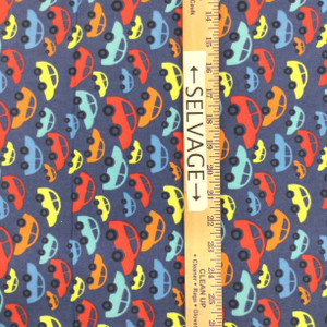 Cars in Blue / Red / Orange | Juvenile Flannel Fabric | 44 Wide | 100% Cotton | By The Yard 203