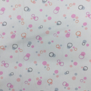 Circles and Dots in White / Pink / Grey | Juvenile Flannel Fabric | 44 Wide | 100% Cotton | By The Yard 204