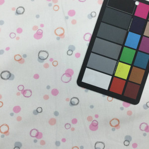 Circles and Dots in White / Pink / Grey | Juvenile Flannel Fabric | 44 Wide | 100% Cotton | By The Yard 204