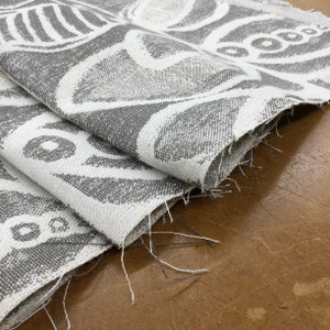 Darcy in Taupe | Upholstery & Heavy Curtain Fabric | Contemporary Leaves in Grey and Off White | 54 wide | By The Yard