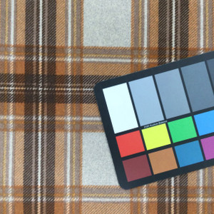 Tartan Plaid Velvet Fabric | Orange, Taupe, Grey | Heavyweight Upholstery | Microfiber Velvet | 54 wide | By The Yard