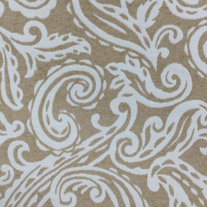 Coba in Taupe | Upholstery & Heavy Curtain Fabric | Swirling Paisley Jacquard in Off White and Beige | 54 wide | By The Yard