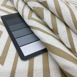 Eternity in Natural | Upholstery & Heavy Curtain Fabric | Diamond Design in Off White and Bronze | 54 wide | By The Yard