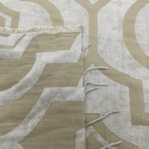 Tangier in Mushroom | Chenille Upholstery Fabric |  Tiled Design in Taupe | 54 wide | By The Yard