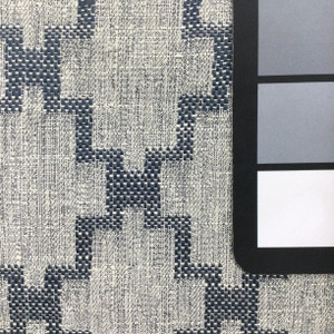 Zia in Cobalt | Upholstery & Curtain Fabric | Geometric Lattice in Blue and Off White | 54 wide | By The Yard